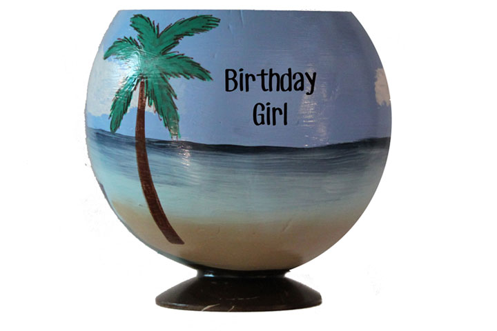 custom painted birthday painted coconut cup