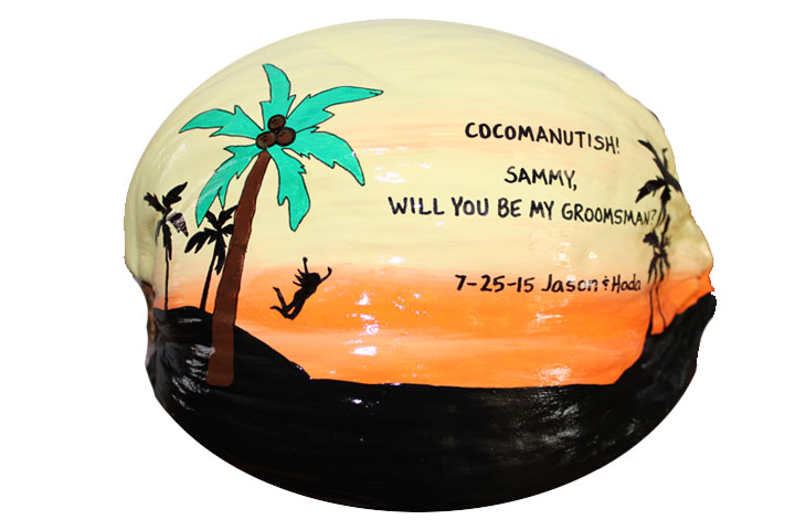 Hand Painted Coconut postcard