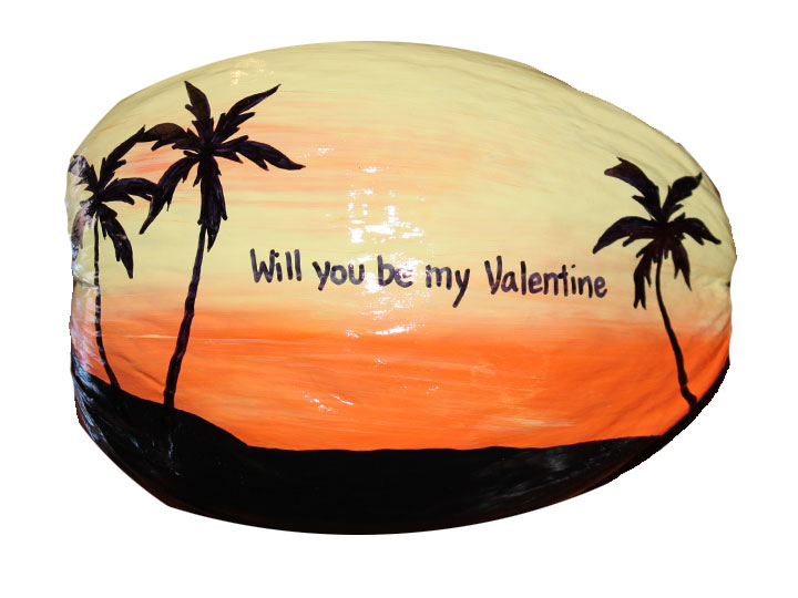 Happy Valentine Painted Coconut