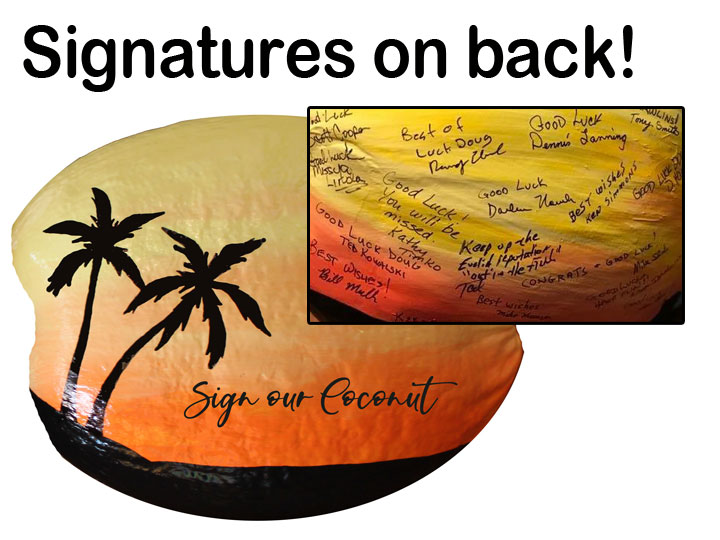 Hand Painted Coconut Guestbook for wedding or party