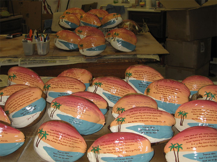 exclusive invitations painted on coconuts